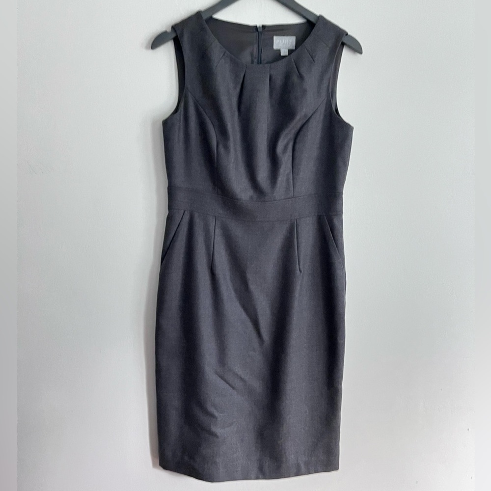 Pure Collection Sleeveless Wool Gray Career Formal Dress